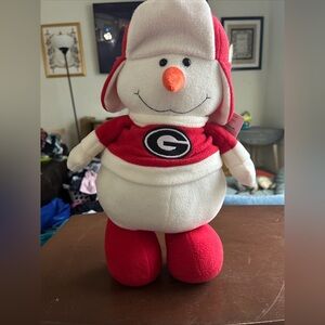The Memory Company Chilly Plush Snowman Beaded Feet 17” Georgia Bulldogs NWT